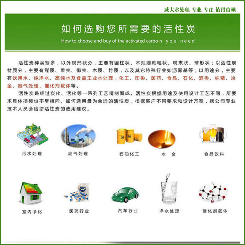 威大活性炭廠家給您如何選擇活性炭的方法，咨詢電話：13838587319